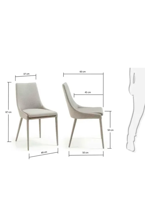 DANT Stol Ljusgrå Textil 2-pack