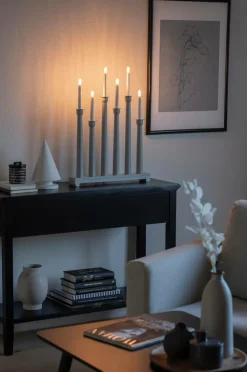 Elljusstake 6 Ljus Trä 59cm