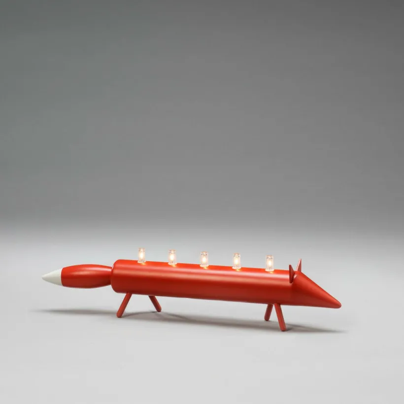 Elljusstake 5 Ljus Trä, Räv 12,8cm